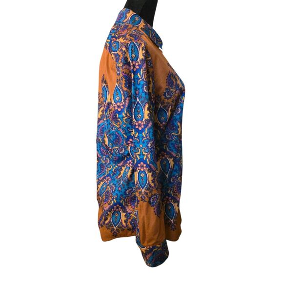 Tyler Boe Size 12 Top Orange/Blue Paisley Corp Core Fall Business Work - Picture 4 of 13